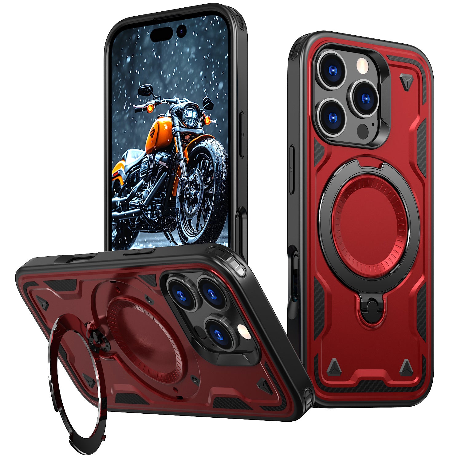 New PC Hybrid TPU Armor MagSafe Ring Holder Phone Case for iPhone – 20Case New PC Hybrid TPU Armor MagSafe Ring Holder Phone Case for iPhone – 20Case