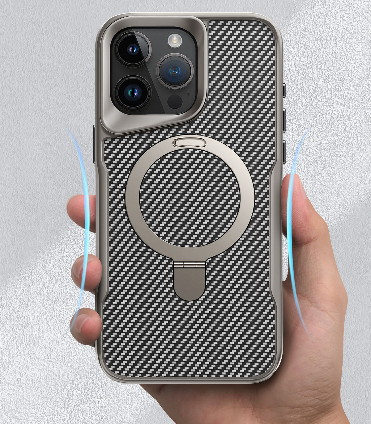 Luxury Magsafe Magnetic Built-in Stand Carbon Fiber Patterned Phone Case for iPhone