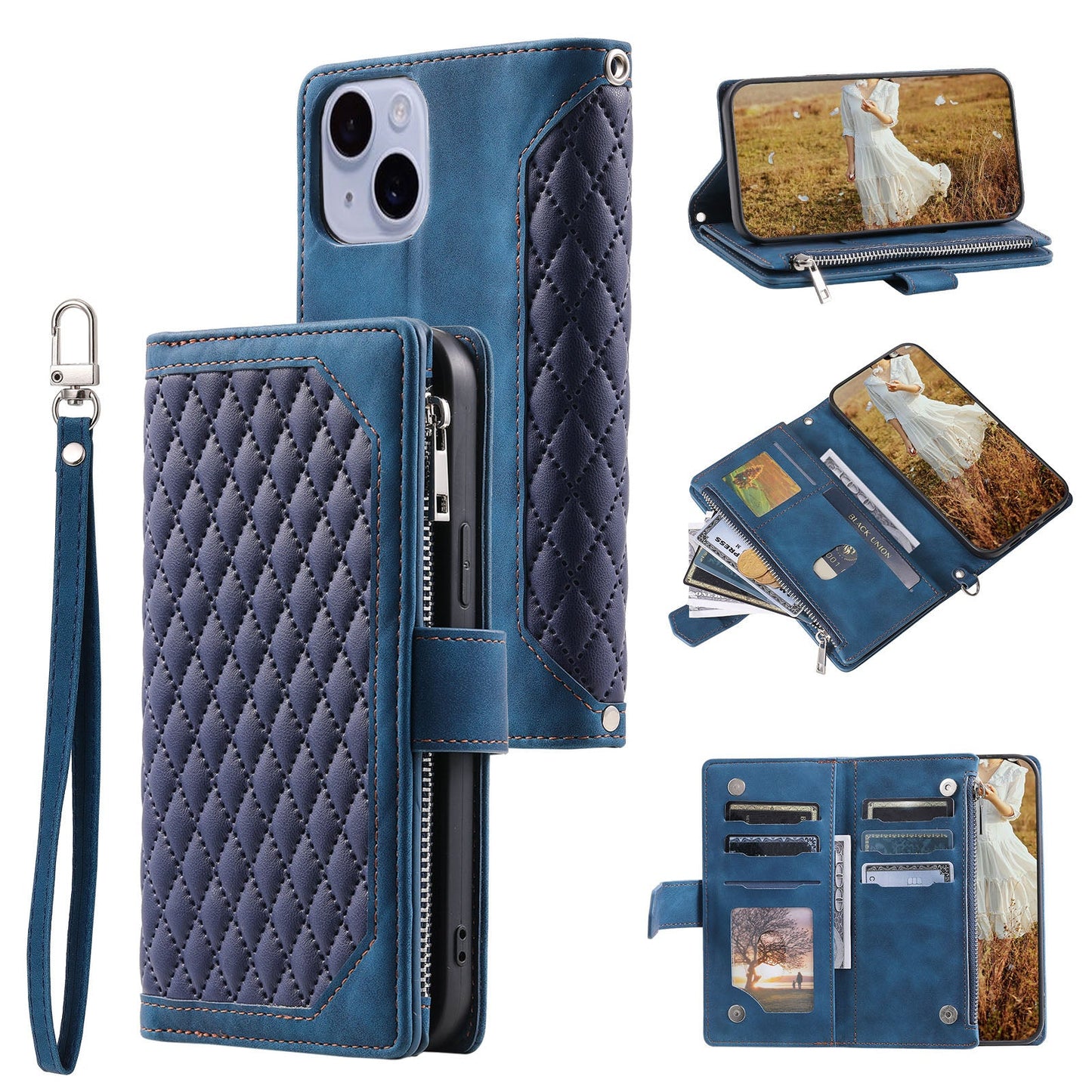 New Zipper Wallet Leather Phone Case for iPhone