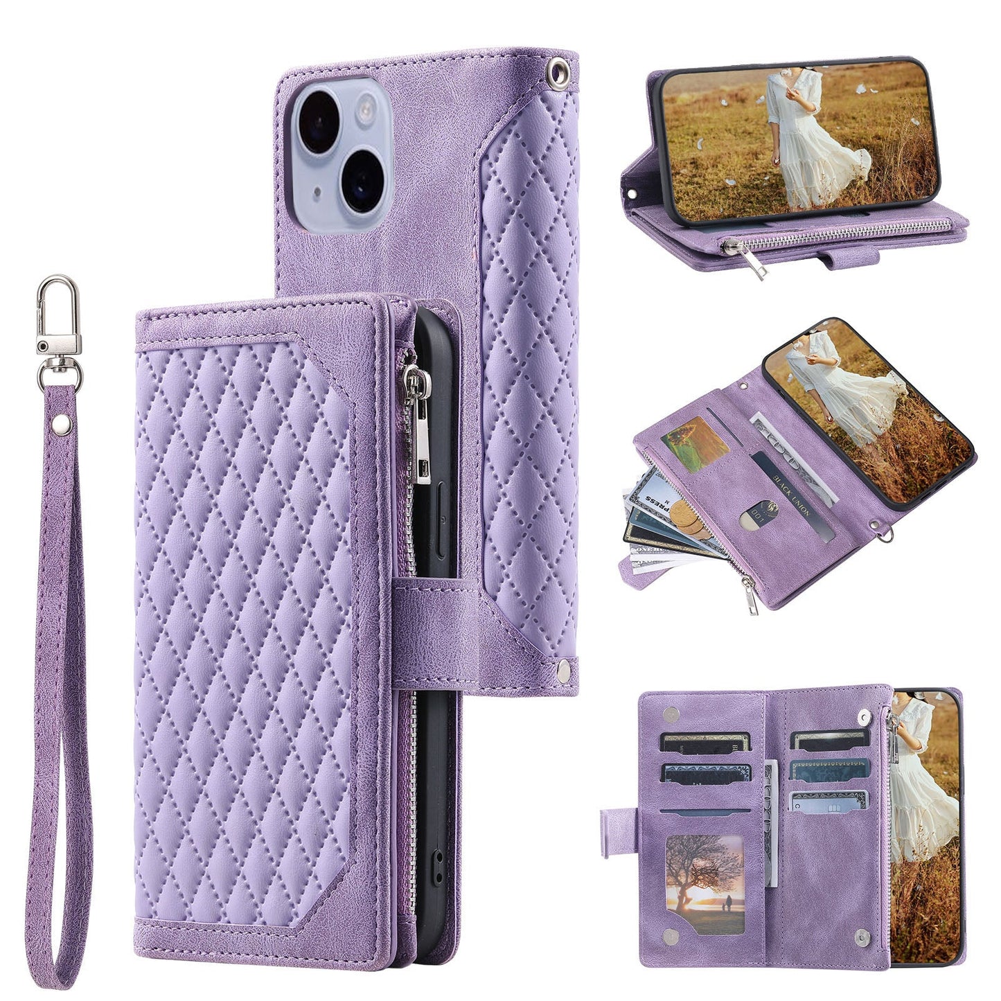 New Zipper Wallet Leather Phone Case for iPhone