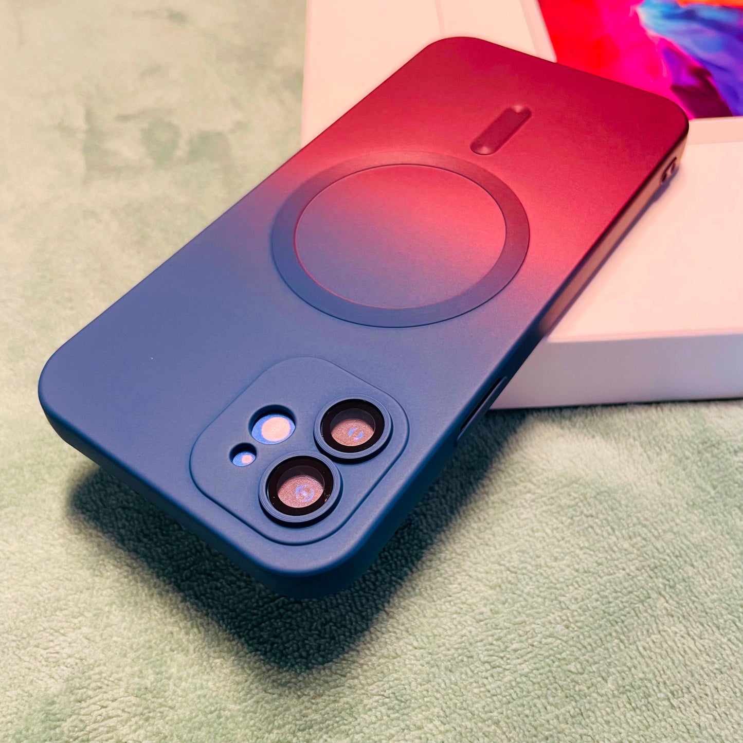 New Liquid Silicone Two-Color Gradient Magnetic with Lens Protector Case for iPhone