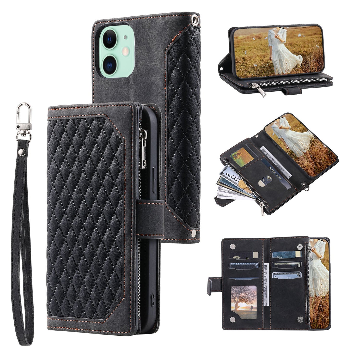 New Zipper Wallet Leather Phone Case for iPhone