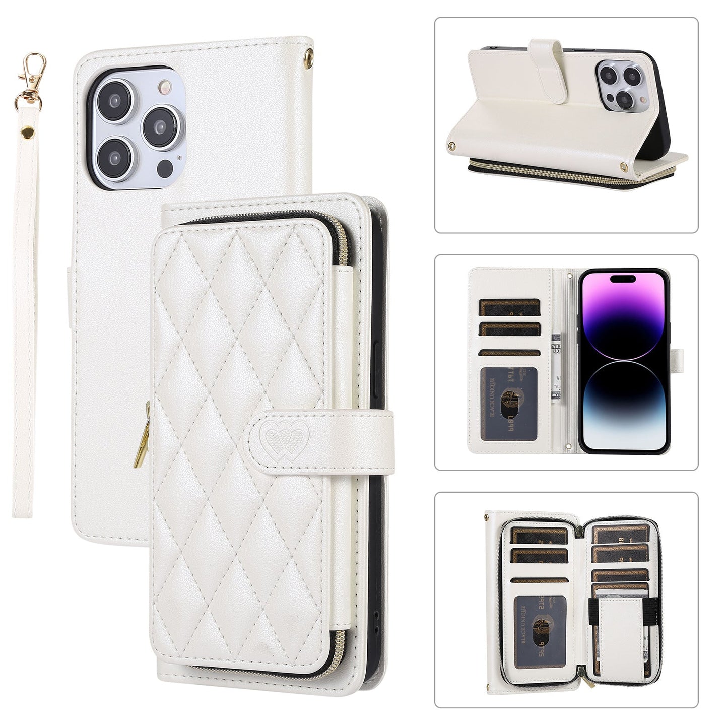 New Zipper Wallet Leather Card Holder Phone Case for iPhone