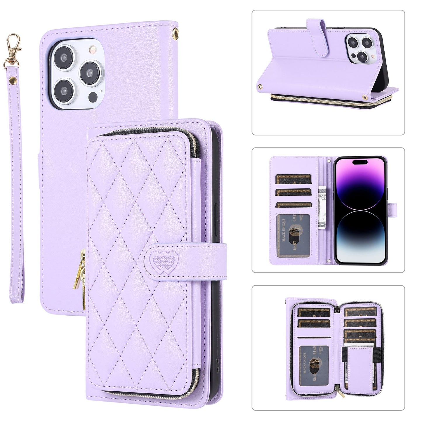 New Zipper Wallet Leather Card Holder Phone Case for iPhone