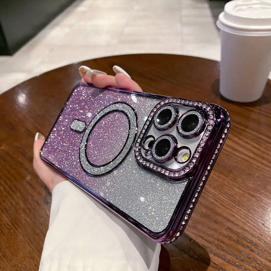 New Bling Glitter Lens Protector Magsafe Phone Case for iPhone