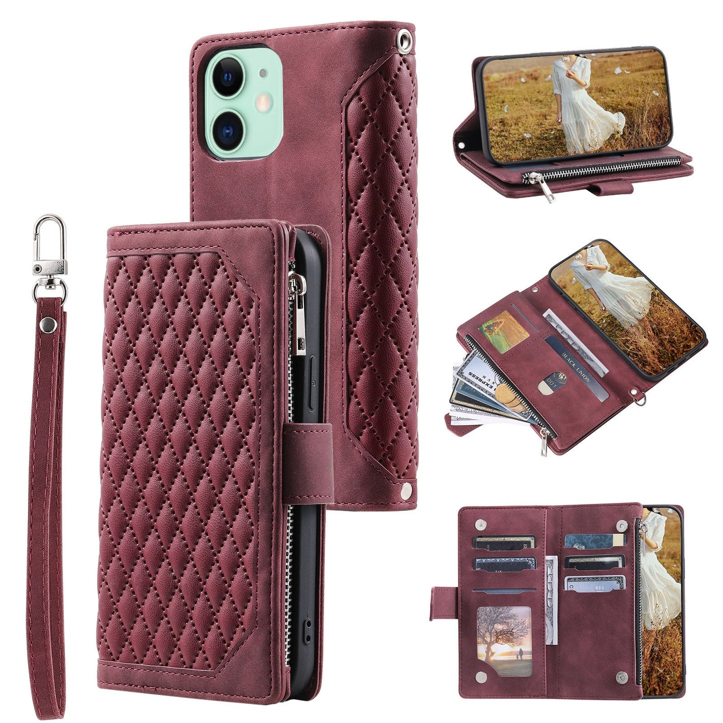 New Zipper Wallet Leather Phone Case for iPhone