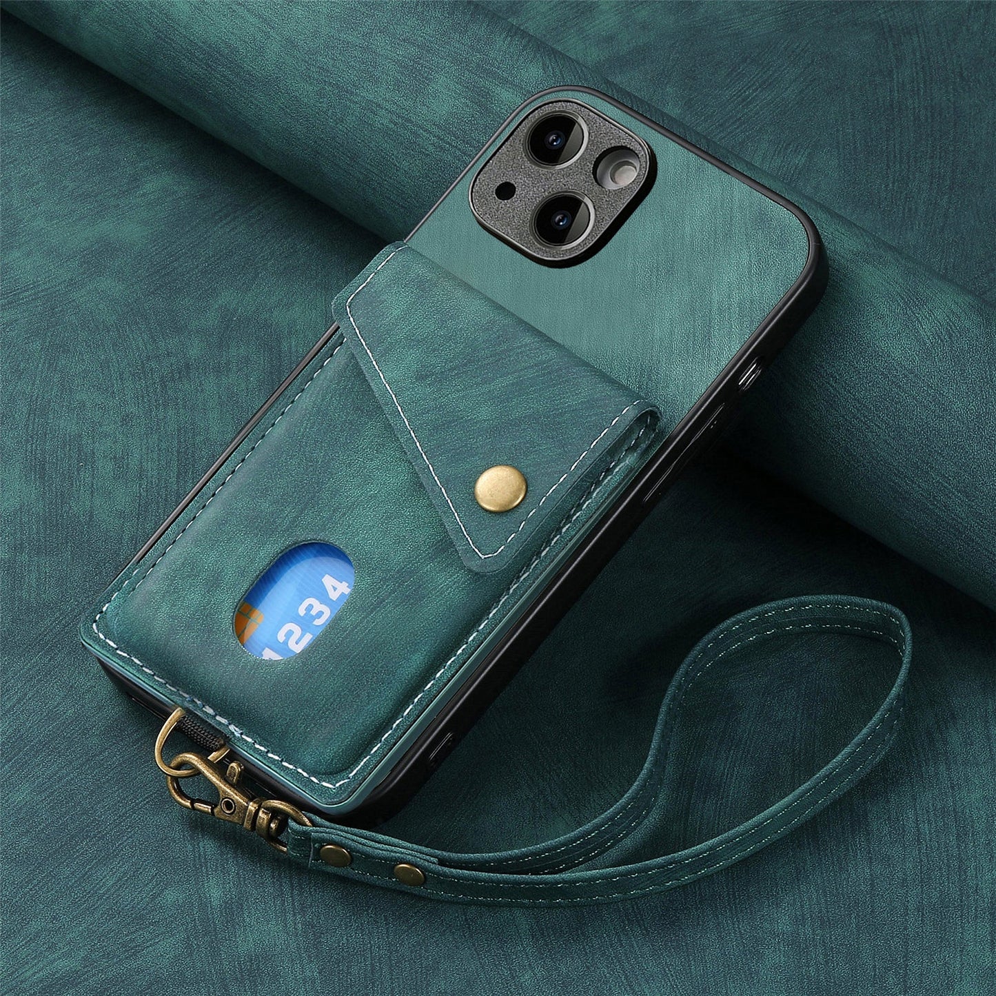 New Skin-feel Leather Phone Case with Lanyard for iPhone