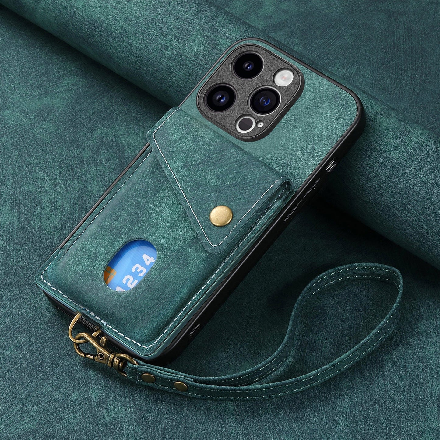 New Skin-feel Leather Phone Case with Lanyard for iPhone