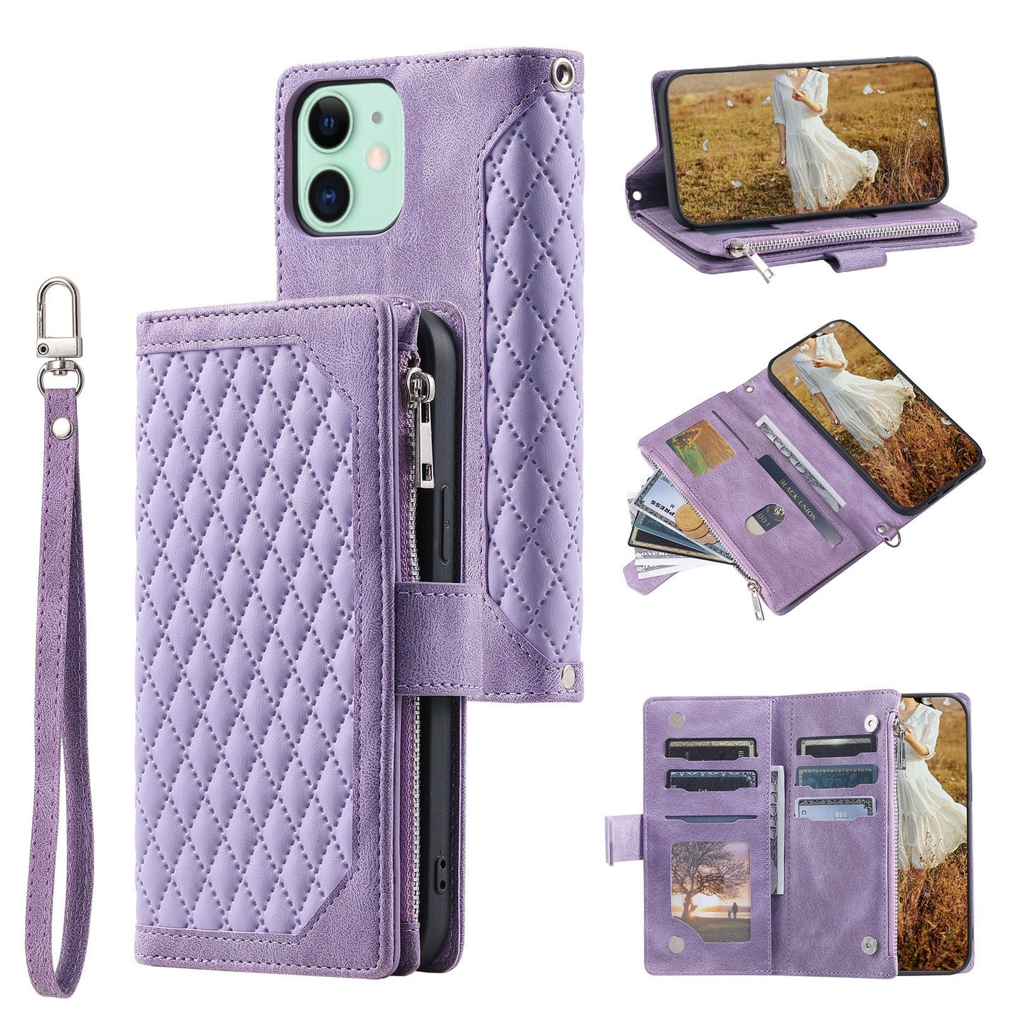 New Zipper Wallet Leather Phone Case for iPhone