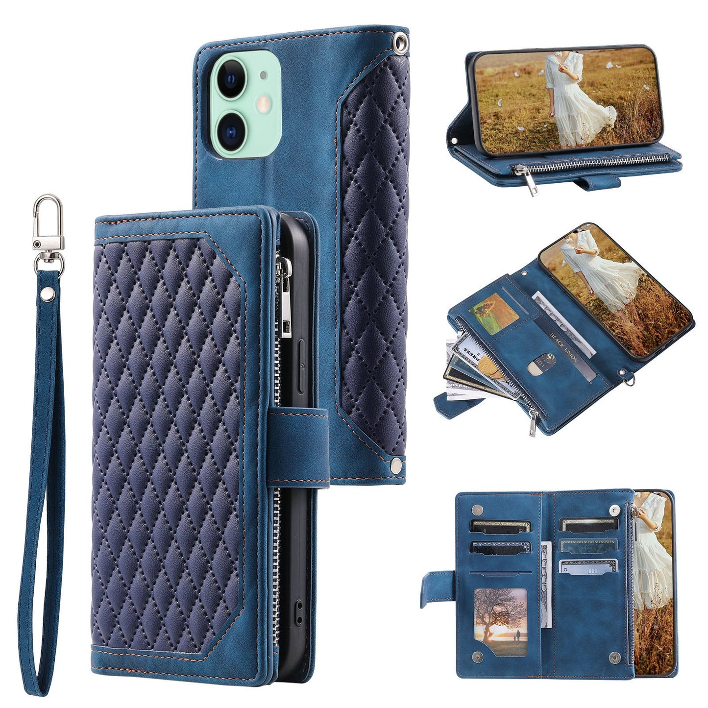 New Zipper Wallet Leather Phone Case for iPhone