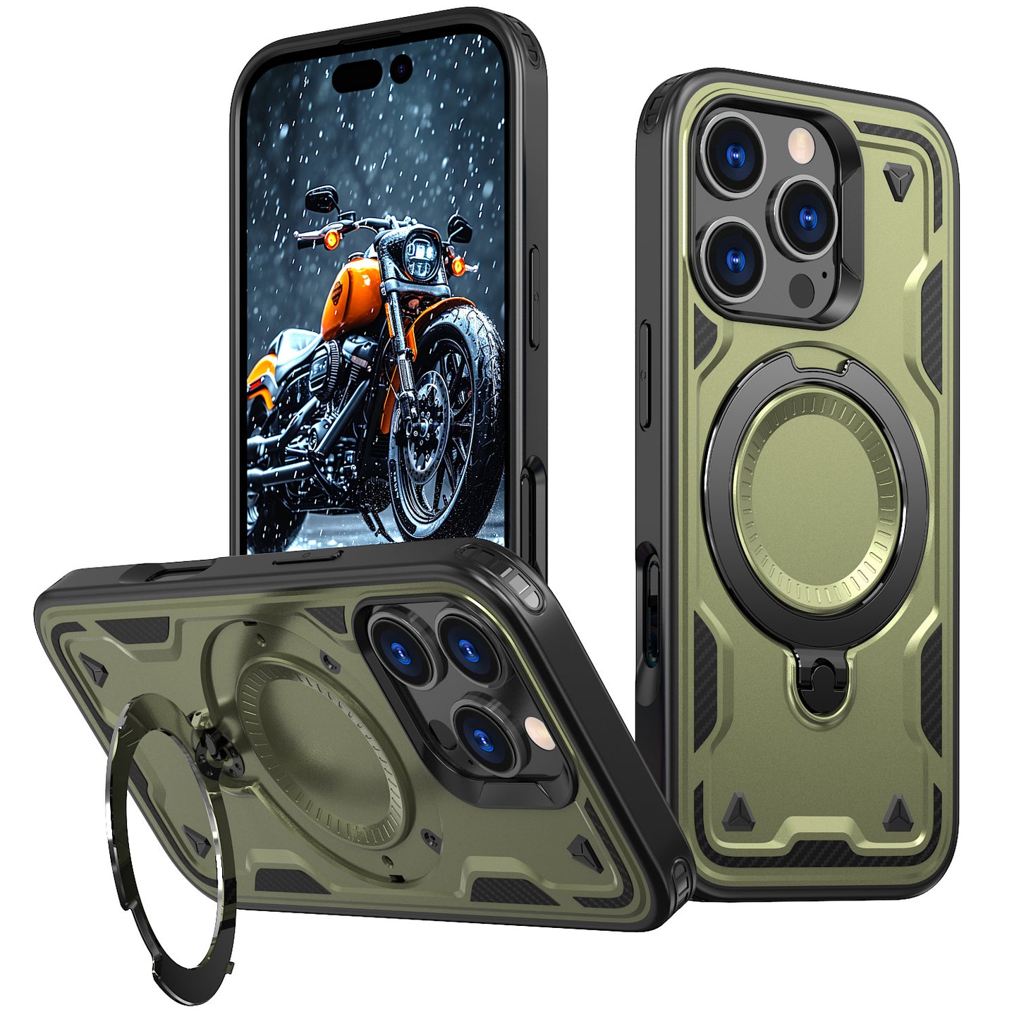 New PC Hybrid TPU Armor MagSafe Ring Holder Phone Case for iPhone – 20Case New PC Hybrid TPU Armor MagSafe Ring Holder Phone Case for iPhone – 20Case