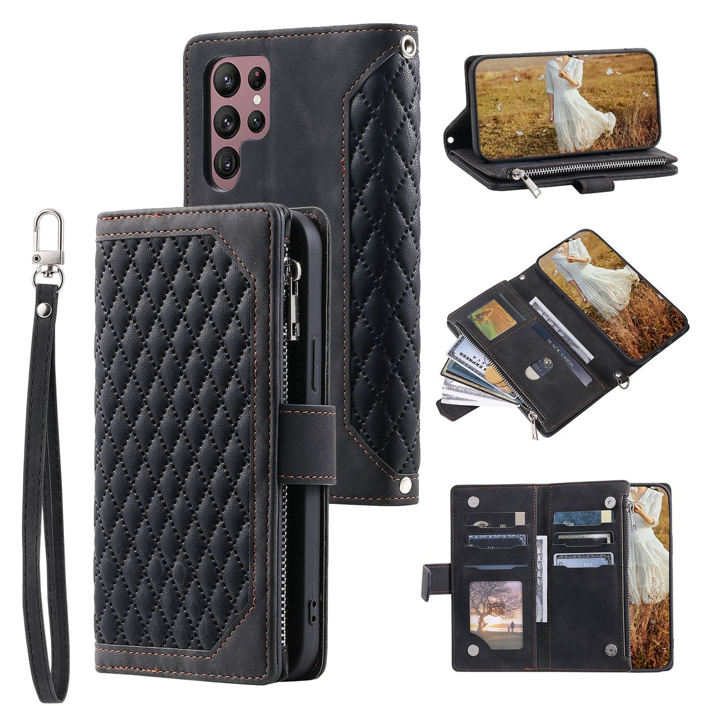 New Zipper Wallet Leather Phone Case for Samsung Galaxy A