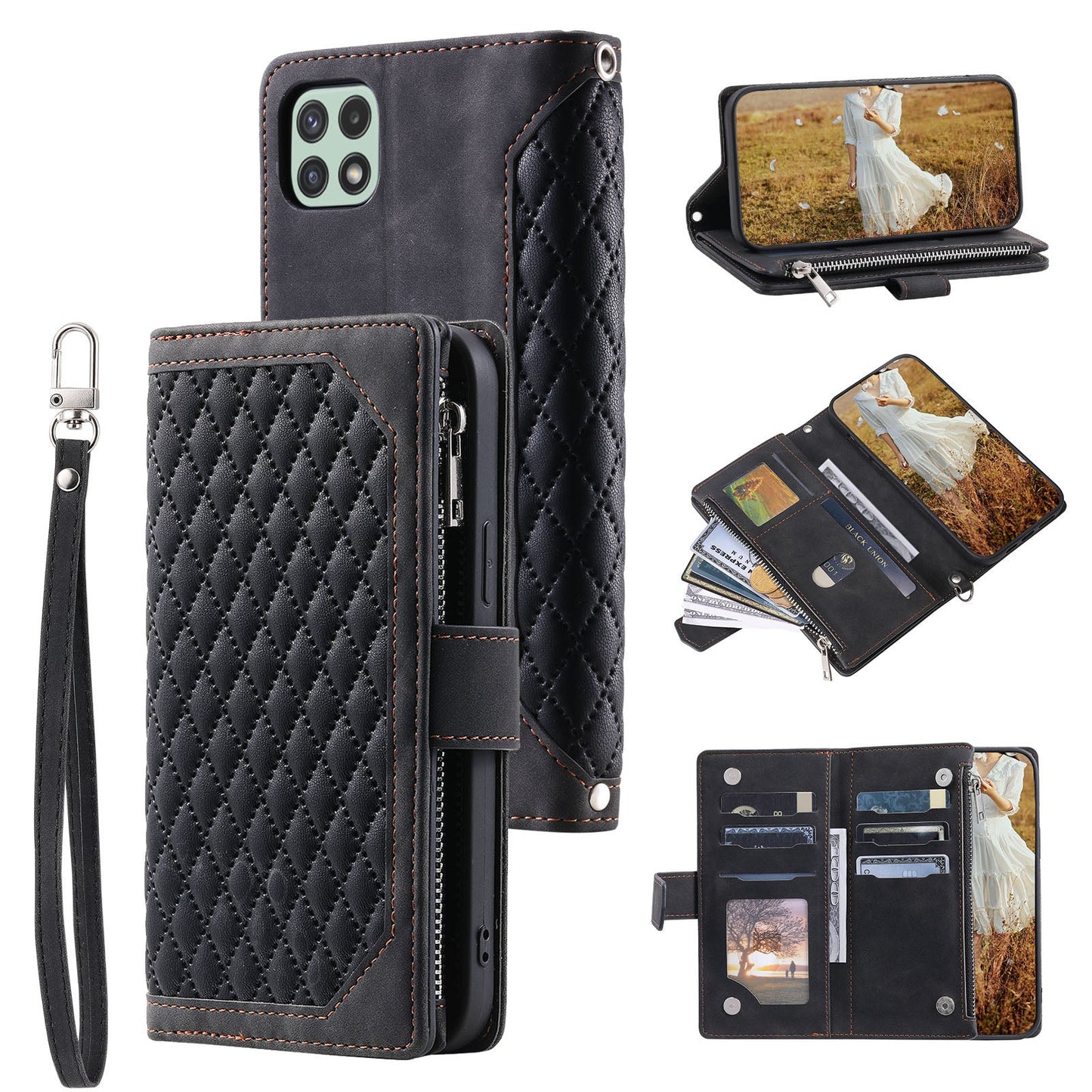 New Zipper Wallet Leather Phone Case for Samsung Galaxy A