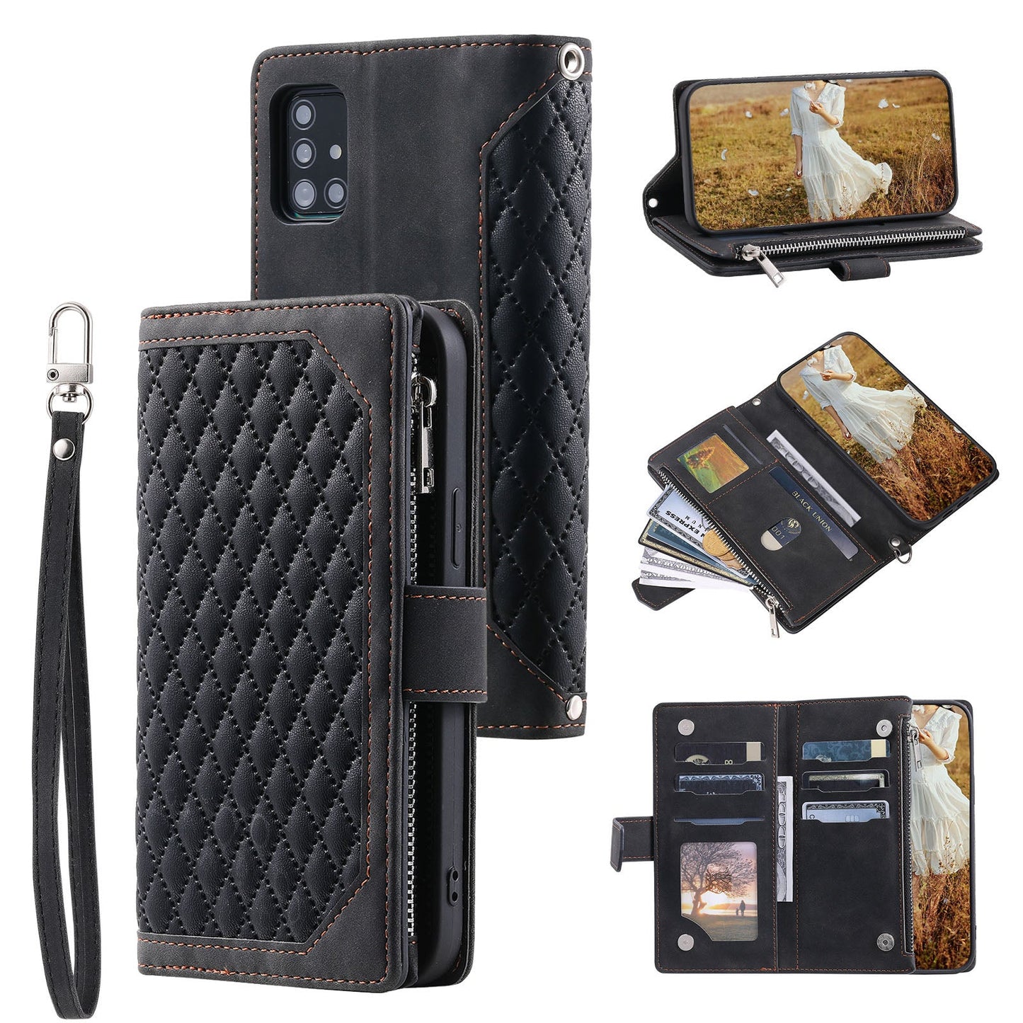 New Zipper Wallet Leather Phone Case for Samsung Galaxy A