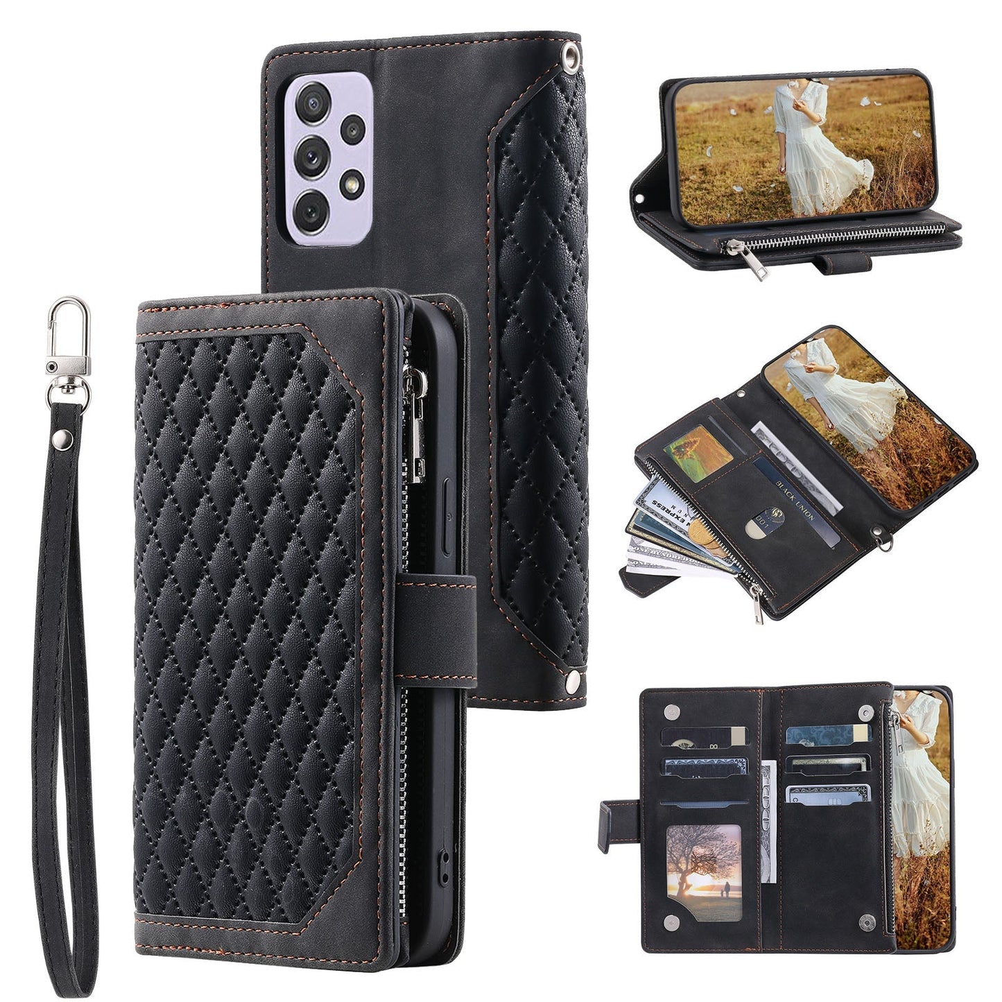 New Zipper Wallet Leather Phone Case for Samsung Galaxy A