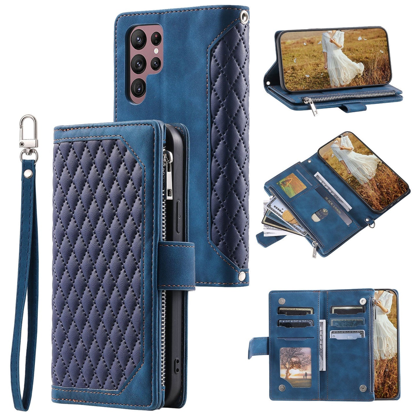 New Zipper Wallet Leather Phone Case for Samsung Galaxy A