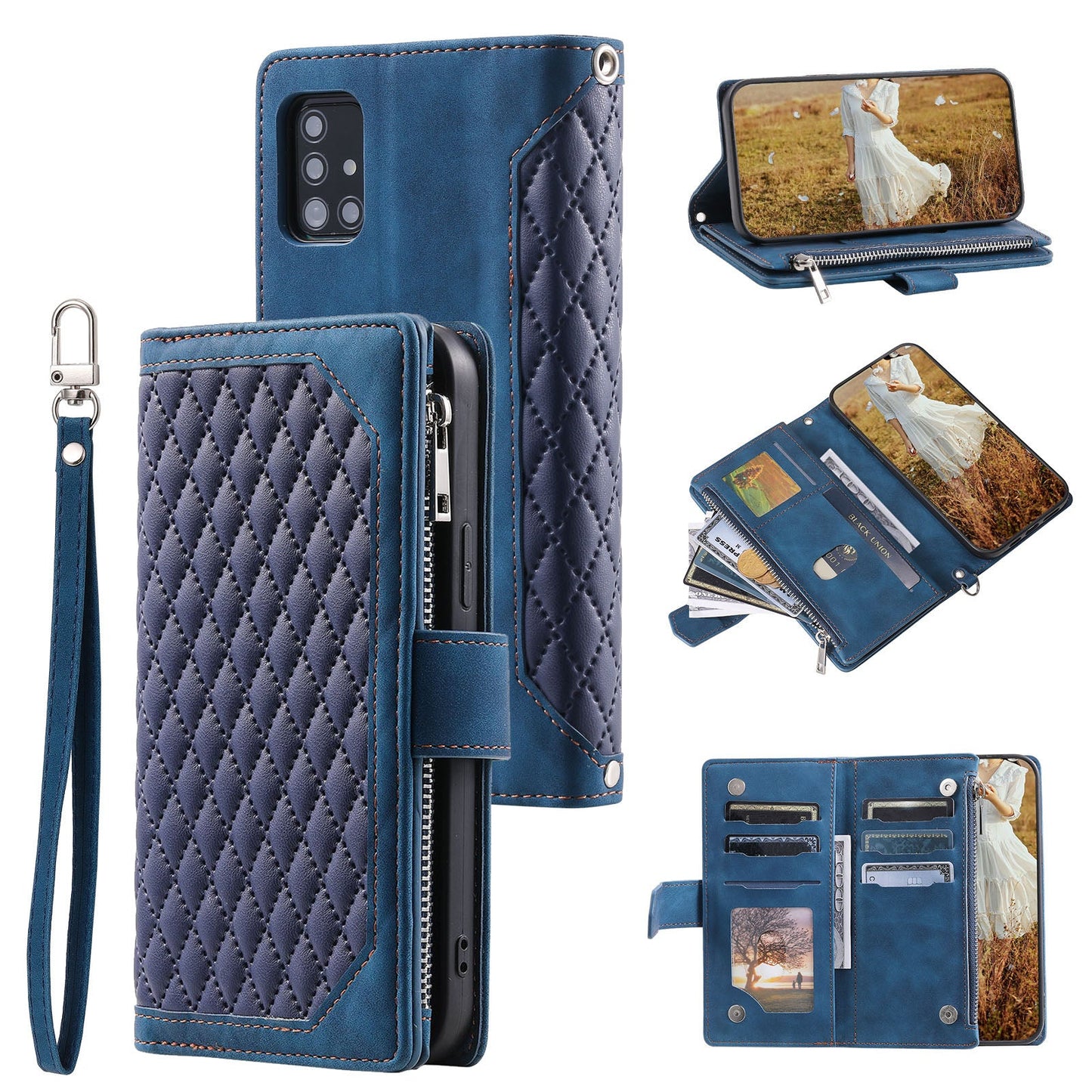 New Zipper Wallet Leather Phone Case for Samsung Galaxy A