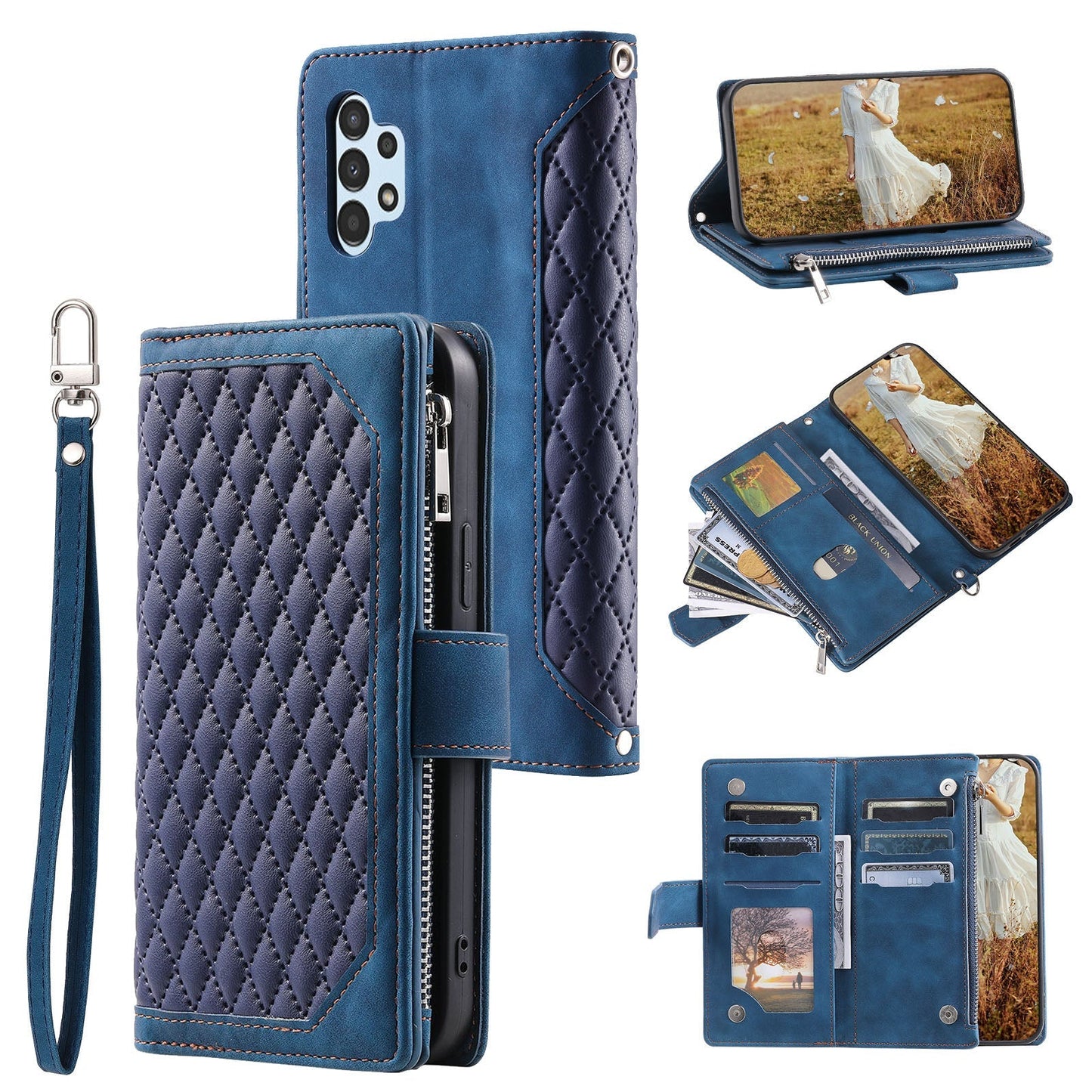 New Zipper Wallet Leather Phone Case for Samsung Galaxy A