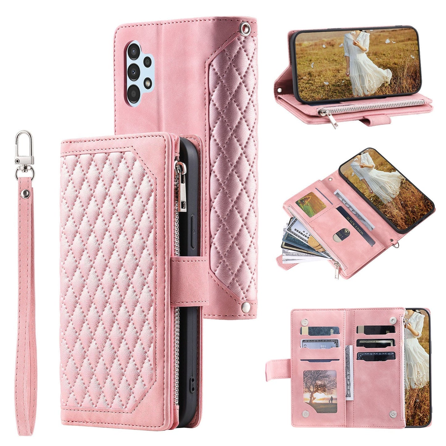 New Zipper Wallet Leather Phone Case for Samsung Galaxy A