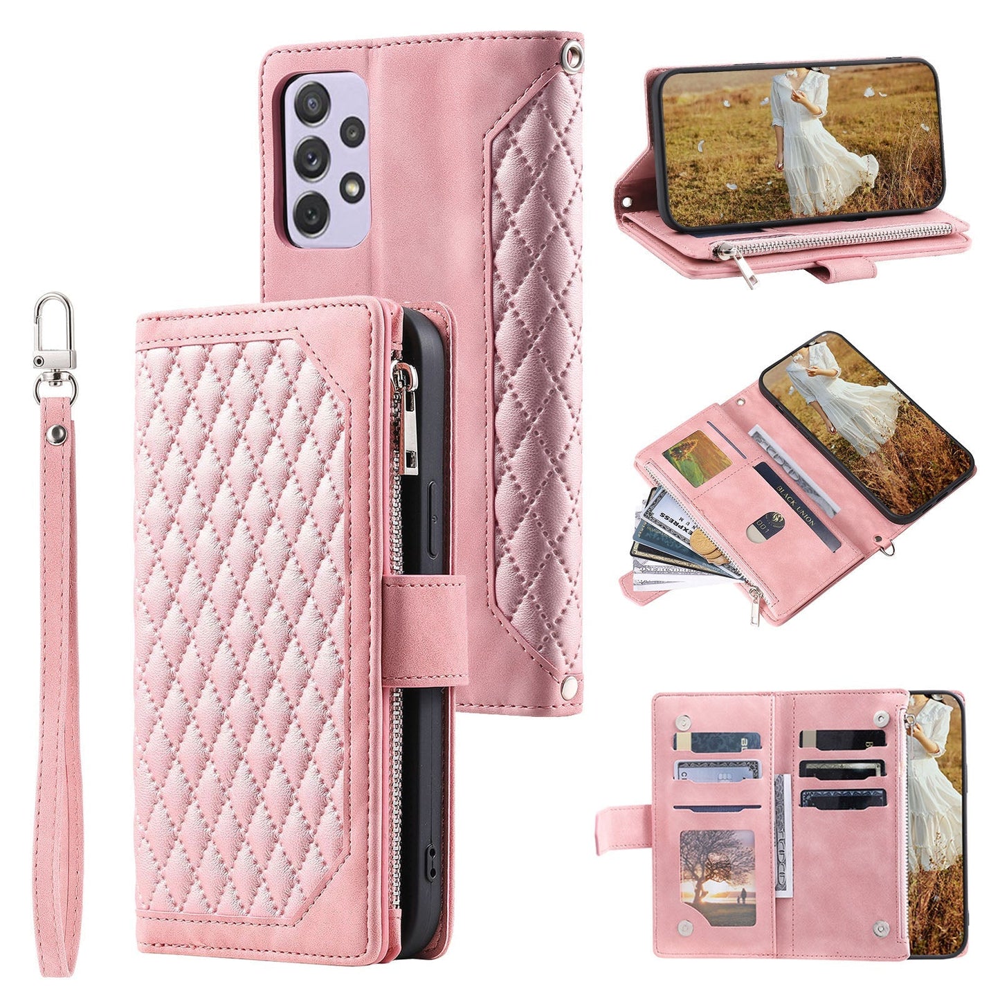 New Zipper Wallet Leather Phone Case for Samsung Galaxy A