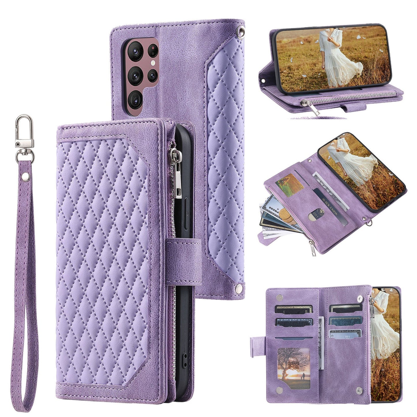 New Zipper Wallet Leather Phone Case for Samsung