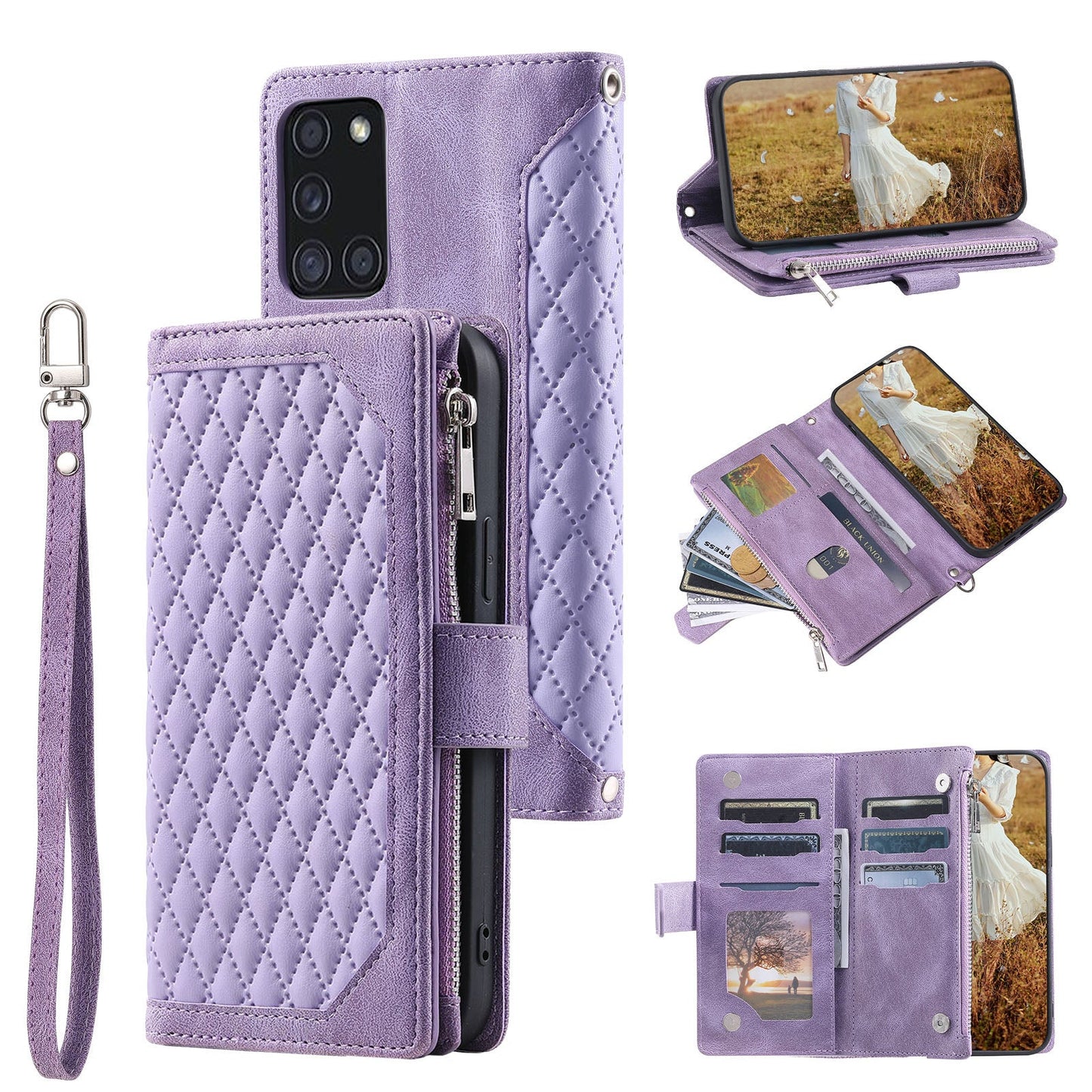 New Zipper Wallet Leather Phone Case for Samsung Galaxy A