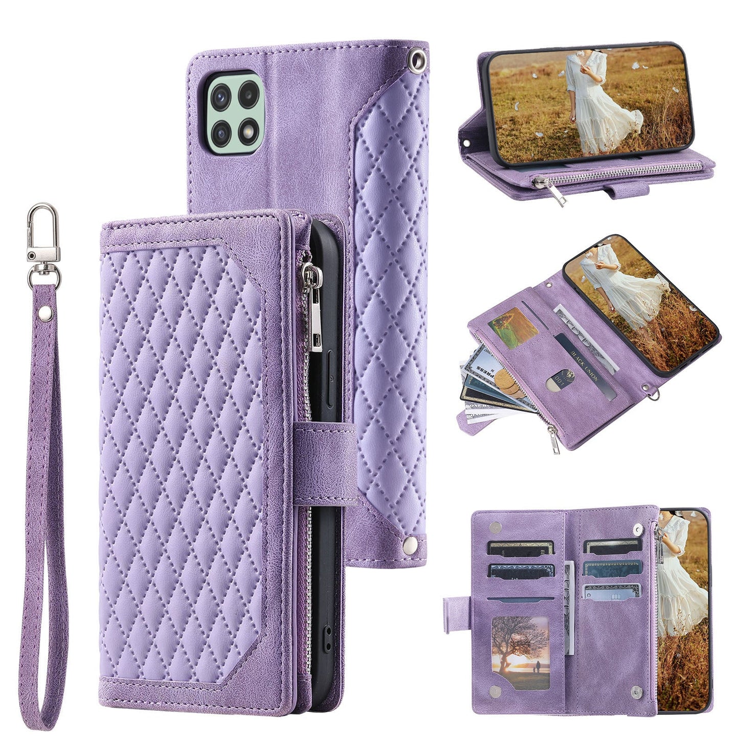 New Zipper Wallet Leather Phone Case for Samsung Galaxy A