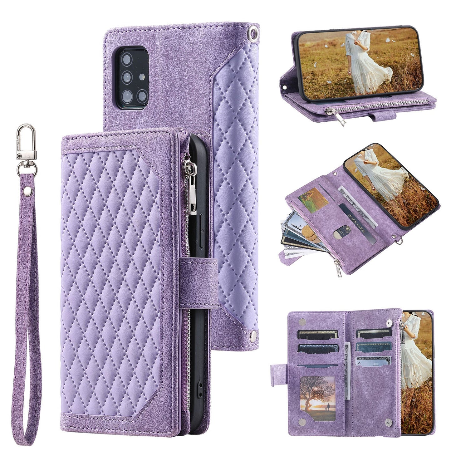 New Zipper Wallet Leather Phone Case for Samsung Galaxy A