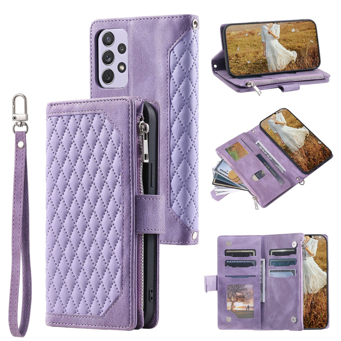 New Zipper Wallet Leather Phone Case for Samsung