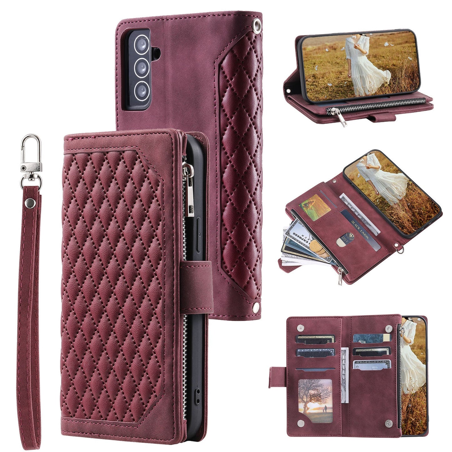 New Zipper Wallet Leather Phone Case for Samsung