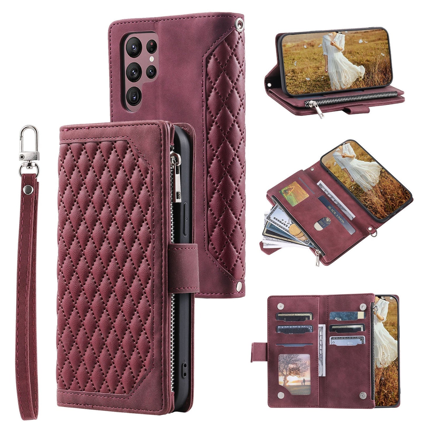 New Zipper Wallet Leather Phone Case for Samsung Galaxy A