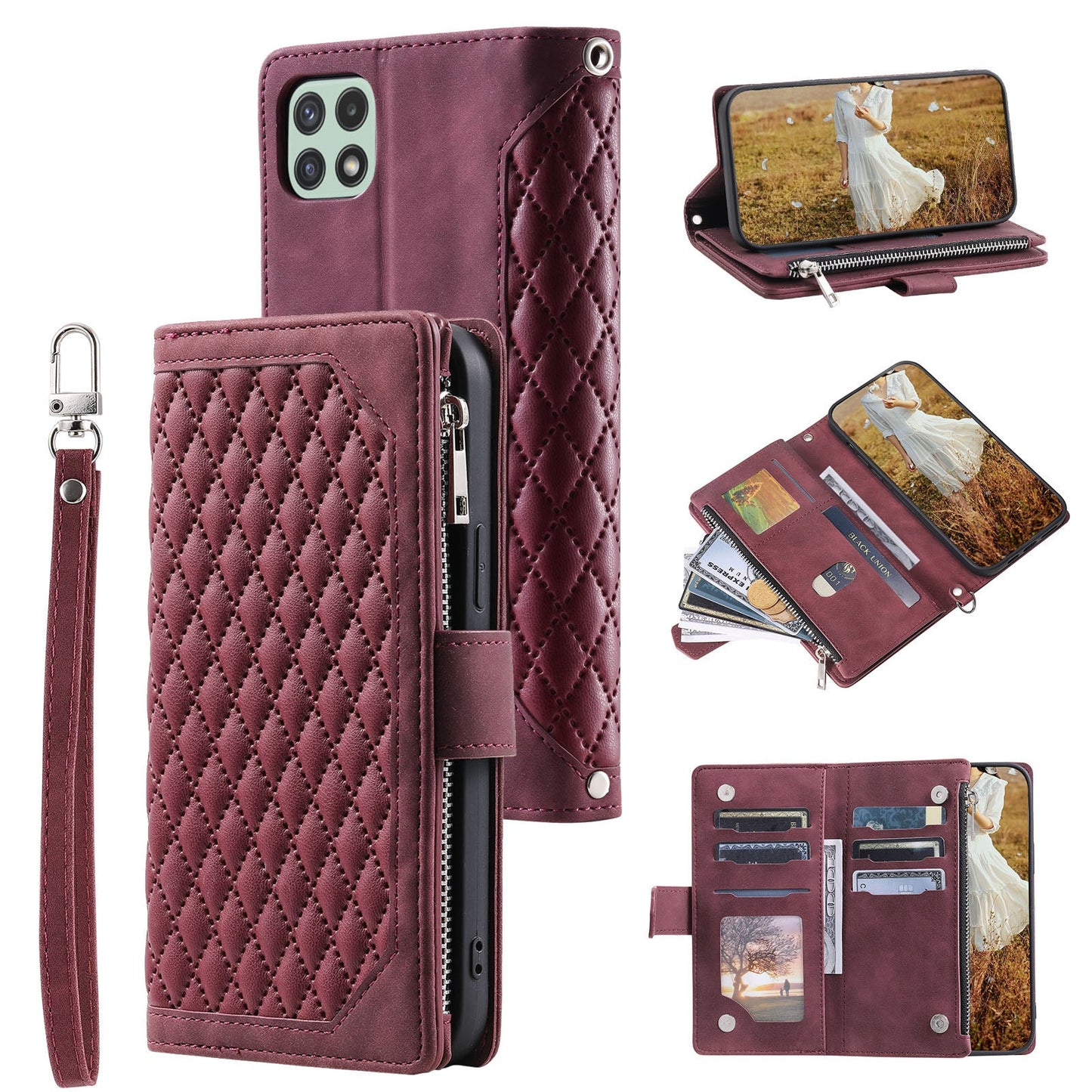 New Zipper Wallet Leather Phone Case for Samsung Galaxy A