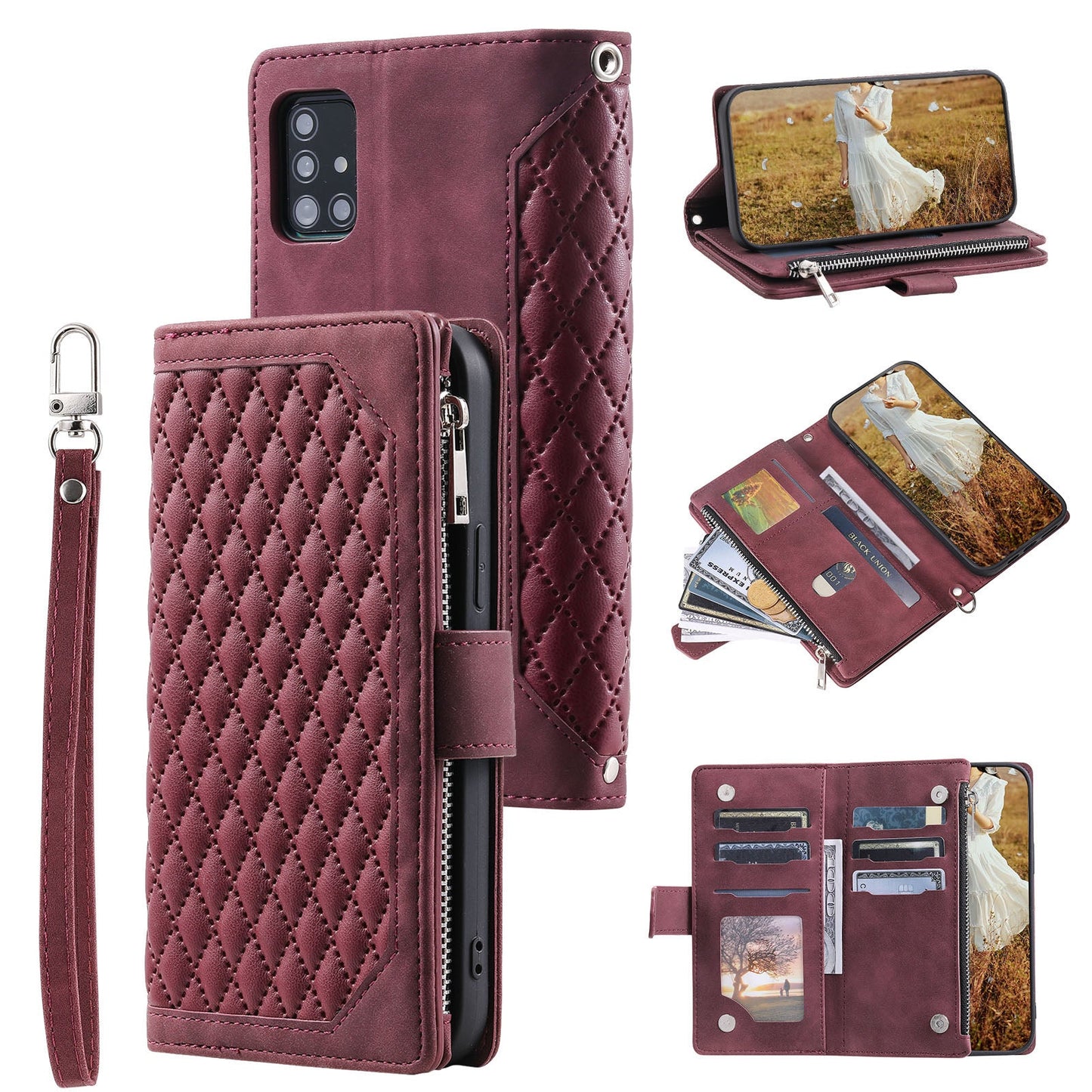 New Zipper Wallet Leather Phone Case for Samsung Galaxy A