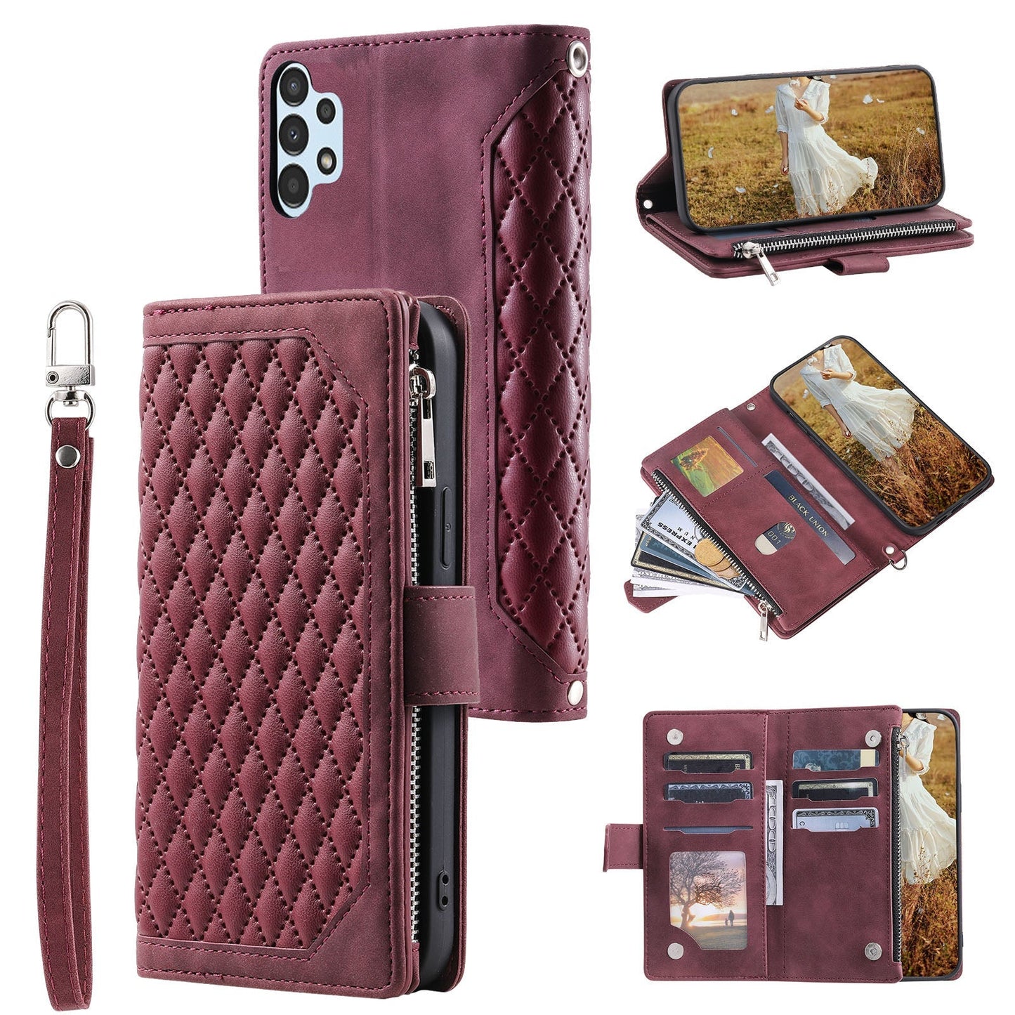 New Zipper Wallet Leather Phone Case for Samsung Galaxy A