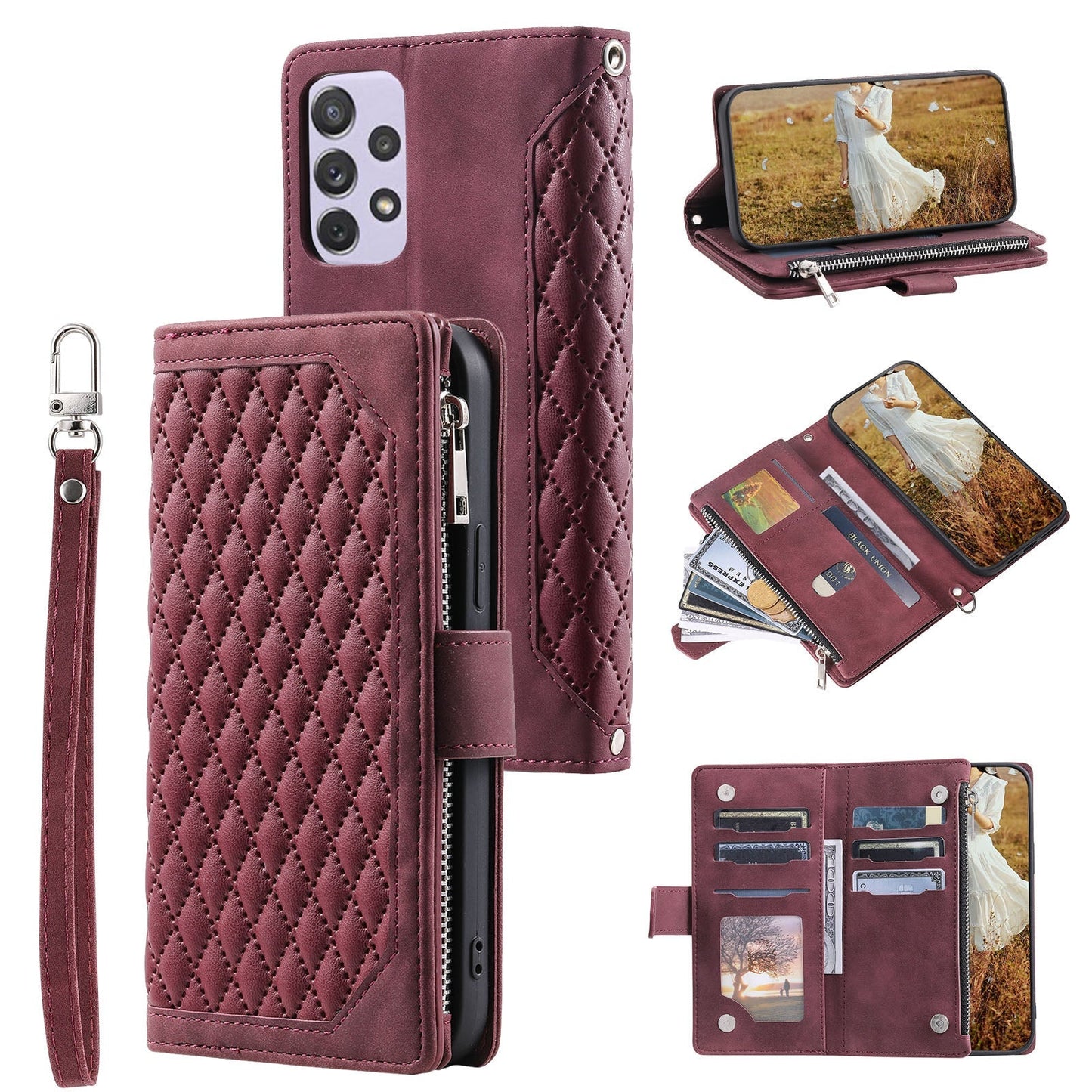 New Zipper Wallet Leather Phone Case for Samsung Galaxy A