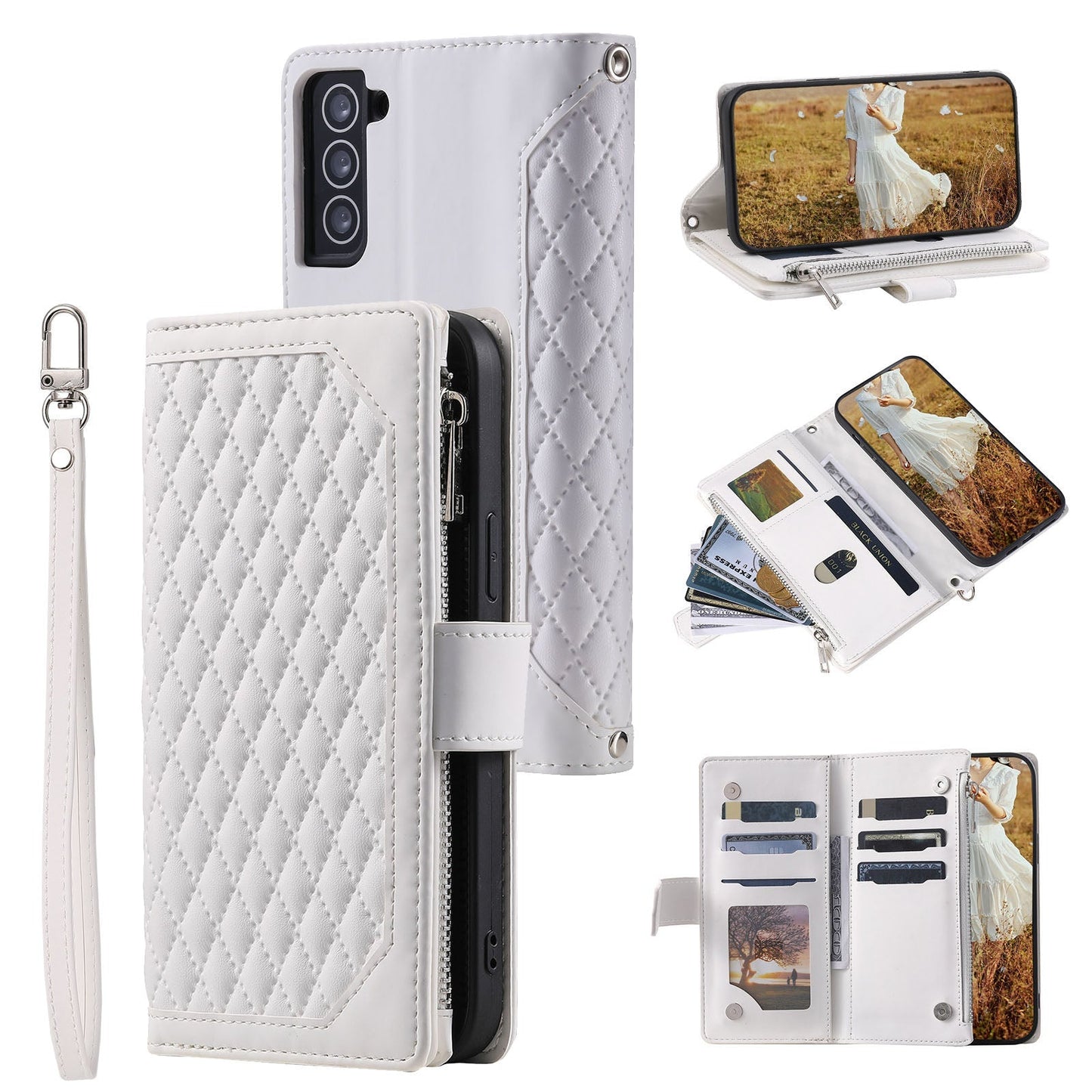 New Zipper Wallet Leather Phone Case for Samsung Galaxy A