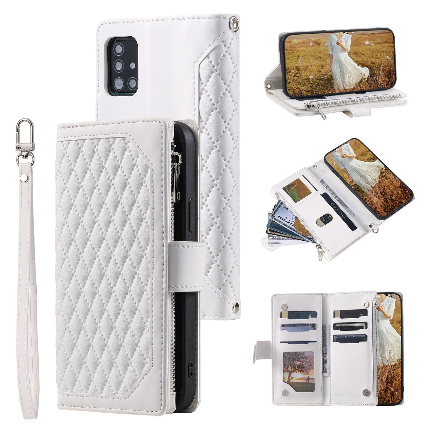 New Zipper Wallet Leather Phone Case for Samsung Galaxy A