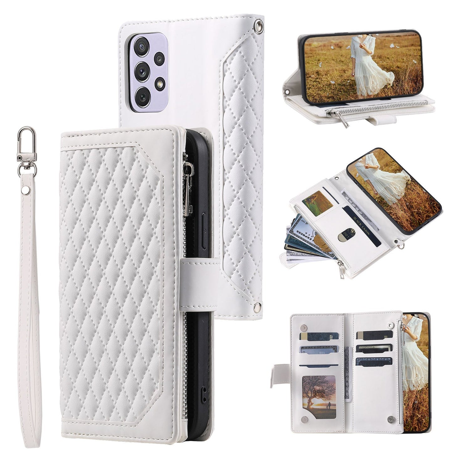 New Zipper Wallet Leather Phone Case for Samsung Galaxy A